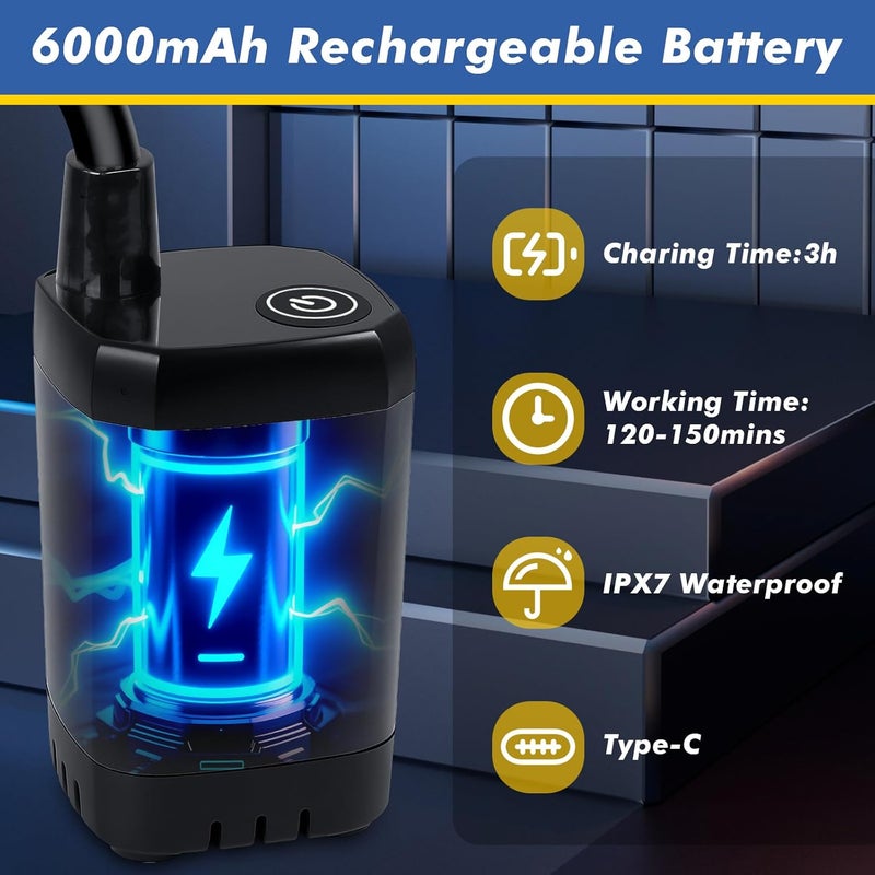 Fohil Portable Shower for Camping, 6000mAh Rechargeable Portable Outdoor Shower with Digital Display, IPX7 Waterproof Outdoor Camp Pump for Camping, Beach, Hiking, Travelling, Pet Cleaning - Image 2